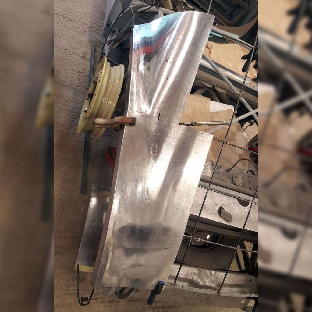 Multiple pieces are expertly welded together in place on the 1953 Jowett Jupiter fastback to skilfully become one seamless masterpiece. The magic of craftsmanship is unfolding as we shape this classic beauty into a cohesive design.