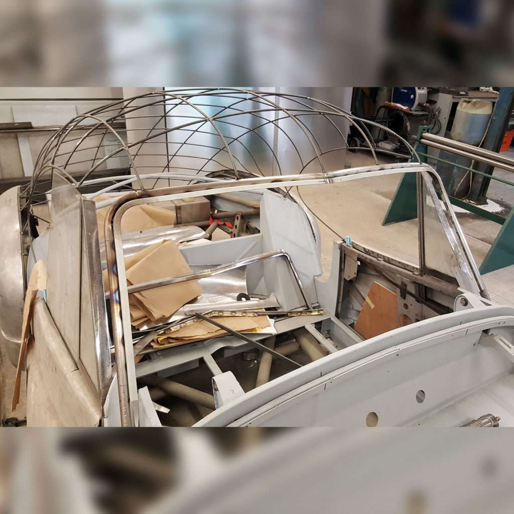 The windscreen and roof of the 1953 Jowett Jupiter are slowly coming together. It is important for the client and ourselves that everything is done not only to a very high standard, but as though it was a special originally crafted in the 1950s.