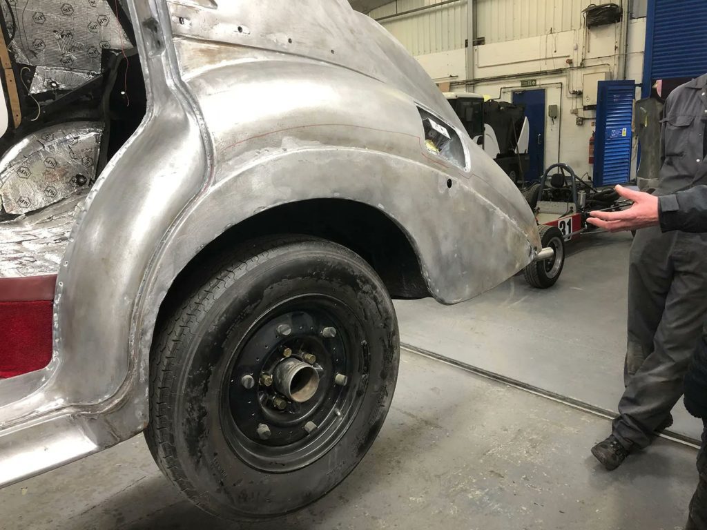 New panels were made by hand to replace the rear wings of the Bentley R Type.
