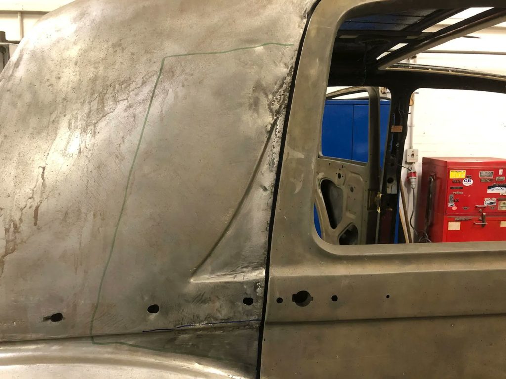 More unacceptable previous work done on Beryl the Bentley R Type which required a new section fabricating. This shape is such an iconic feature on the side of the car which had to be perfect.
