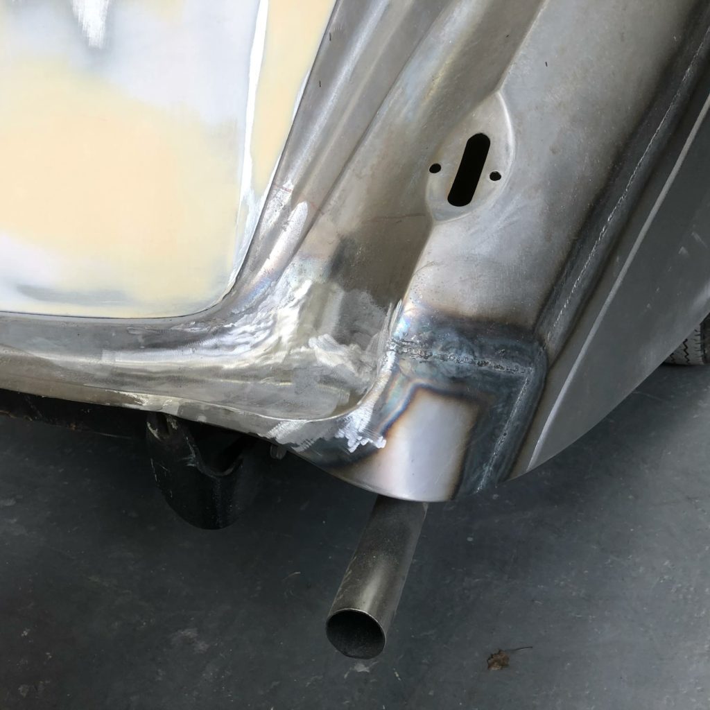 Newly fabricated off side rear section on the Bentley R Type to replace previous work which didn’t meet the owners high standards.