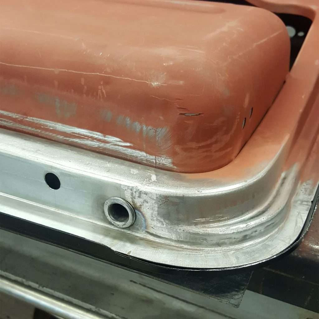 Our doors for the Plastics4Performance 1969 Mini Cooper 998 MkII featured a drain tube which we fabricated and fit.