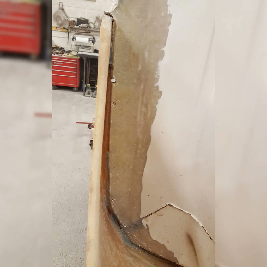 The Hawk Mini Sprint shell comes ready for internal hinges. We decided on fitting external hinges as the door shape is more MKI / MKII than MKIII. This required cleaning, strengthening and the manufacture of a spreader plate to accept external MKI / MKII hinges.