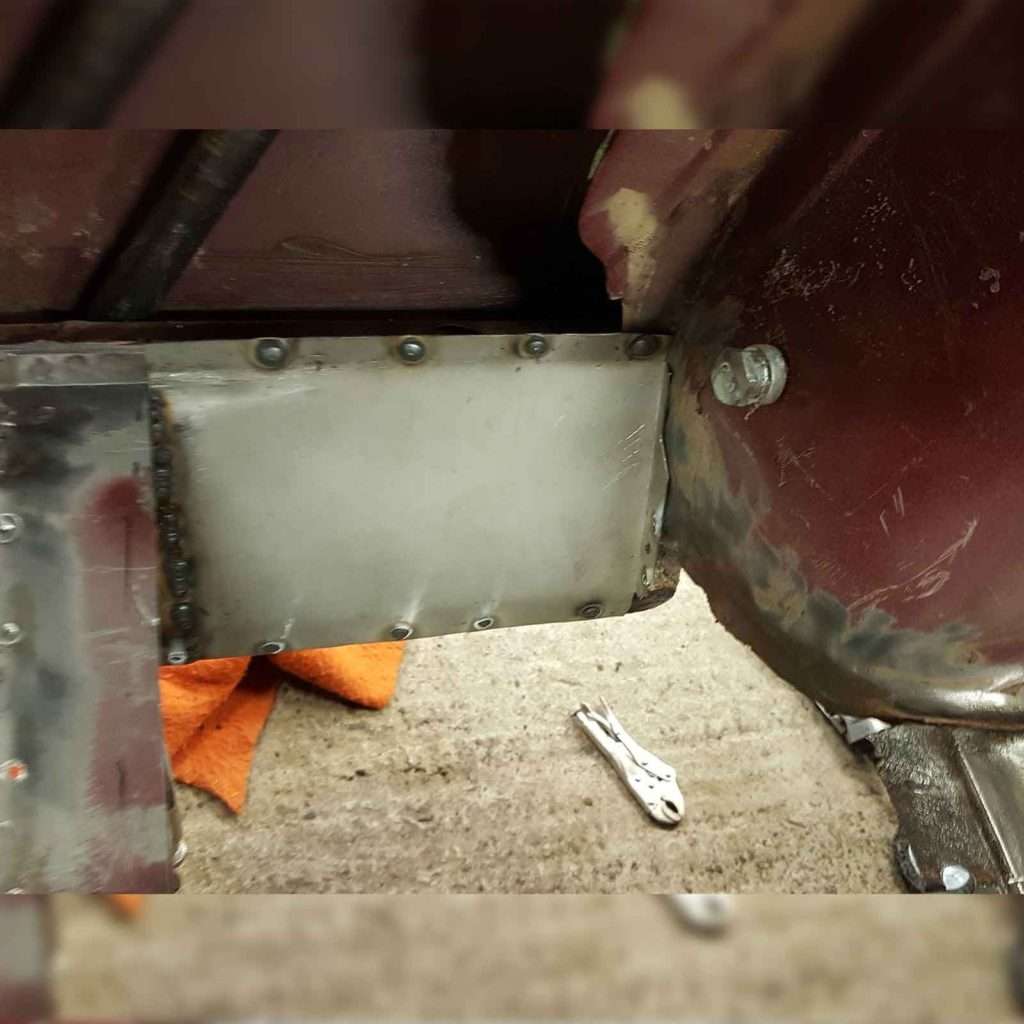 The Ford Capri Mk3 structural repair work unveils the harsh toll of rust on the rear offside floor and inner sill.